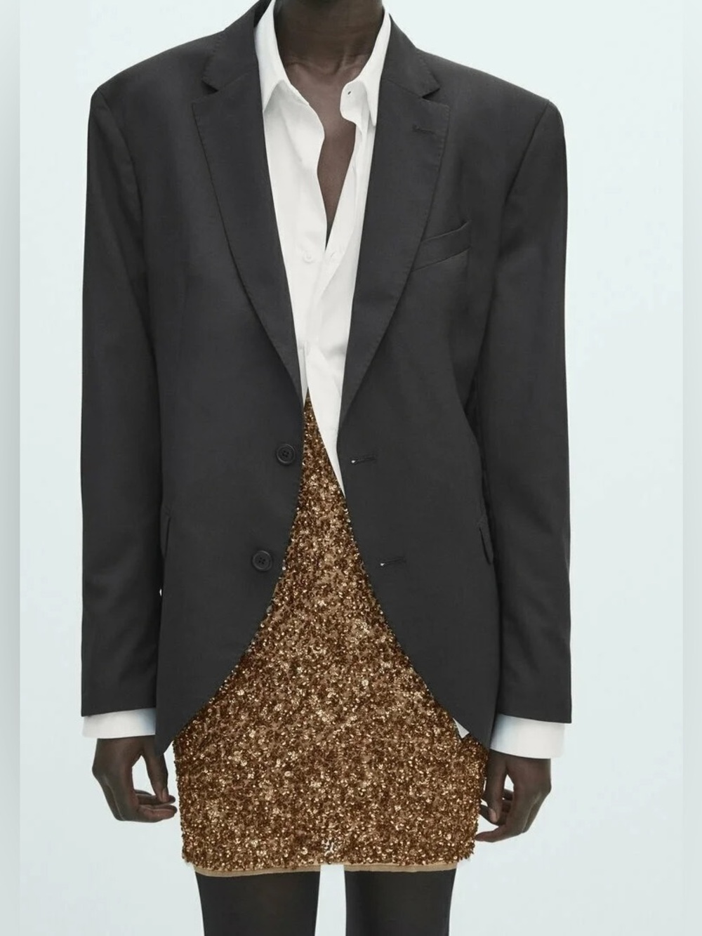 Massimo Dutti Sequin Pencil Skirt in Bronze Gold NWT $170 Small